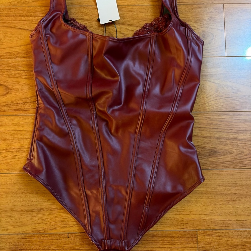 Popilush Leather Body Suits for Womens Tummy Control Size L